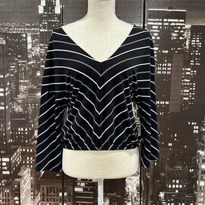 Express cropped flowy top black white stripes size small